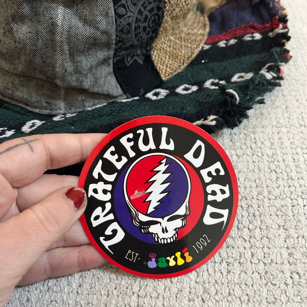Patchwork Bucket Hat Grateful Dead Logo Hemp & Cotton - Picture 3 of 6
